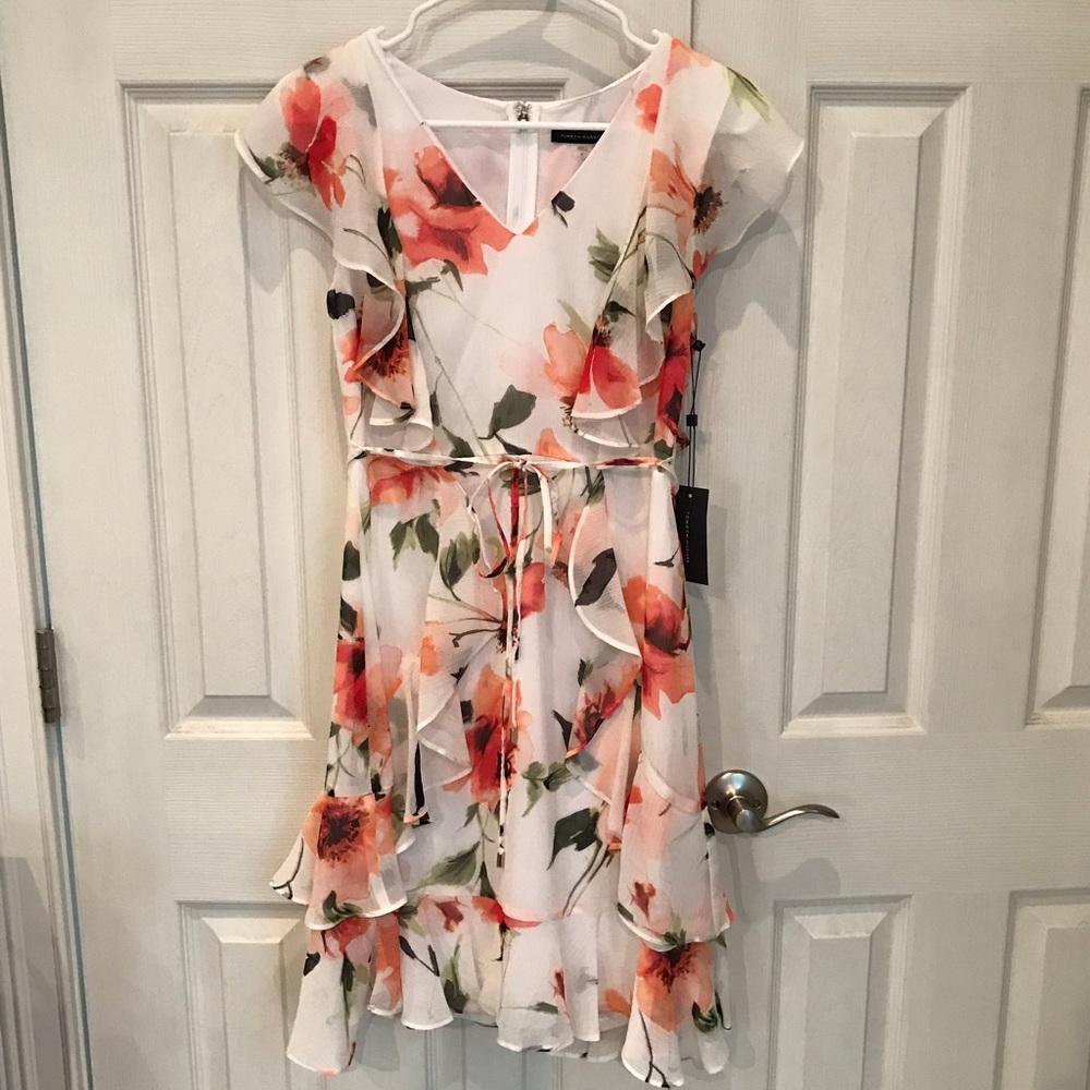 Tommy Hilfiger Floral Dress - White and Orange